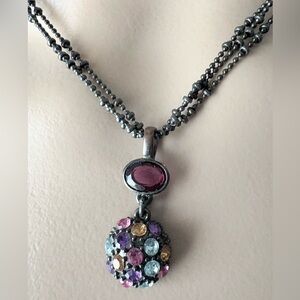 Liz & Co Vintage Multicolor Black Necklace Multicolor Pendant Three strands